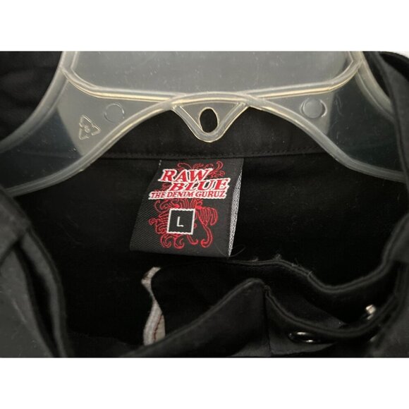 Raw Blue Womens Black Military-Inspired Shirt Dress With Red Embroidery Button F - Picture 5 of 9